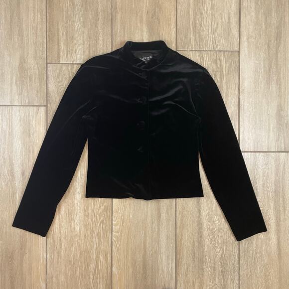 Ellen Figg Vintage Velvet Blazer Jacket Black Size 8 Made in USA - Picture 1 of 6